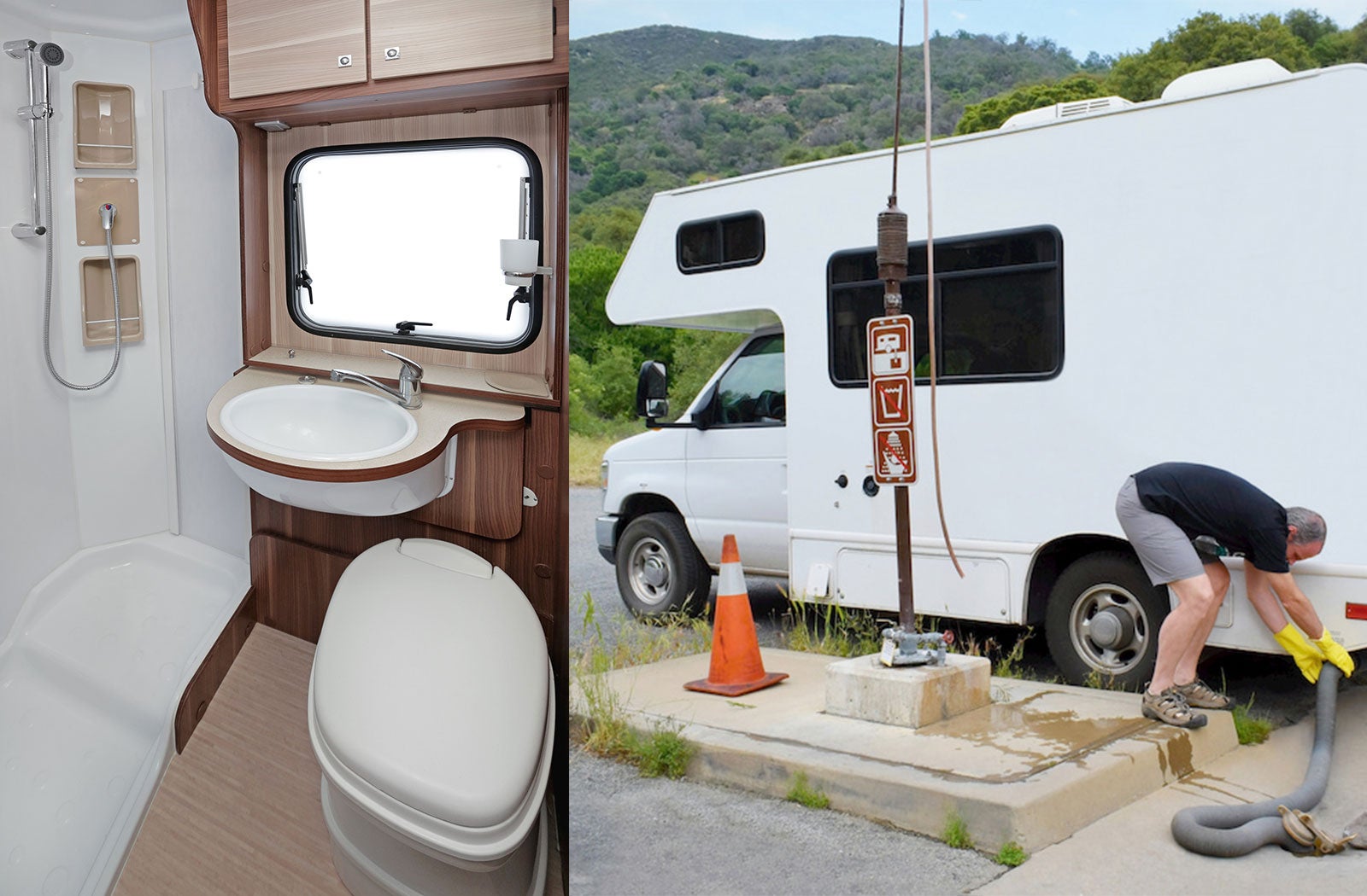 Portable RV/camper toilet and holding tank setup in Suffolk, Virginia